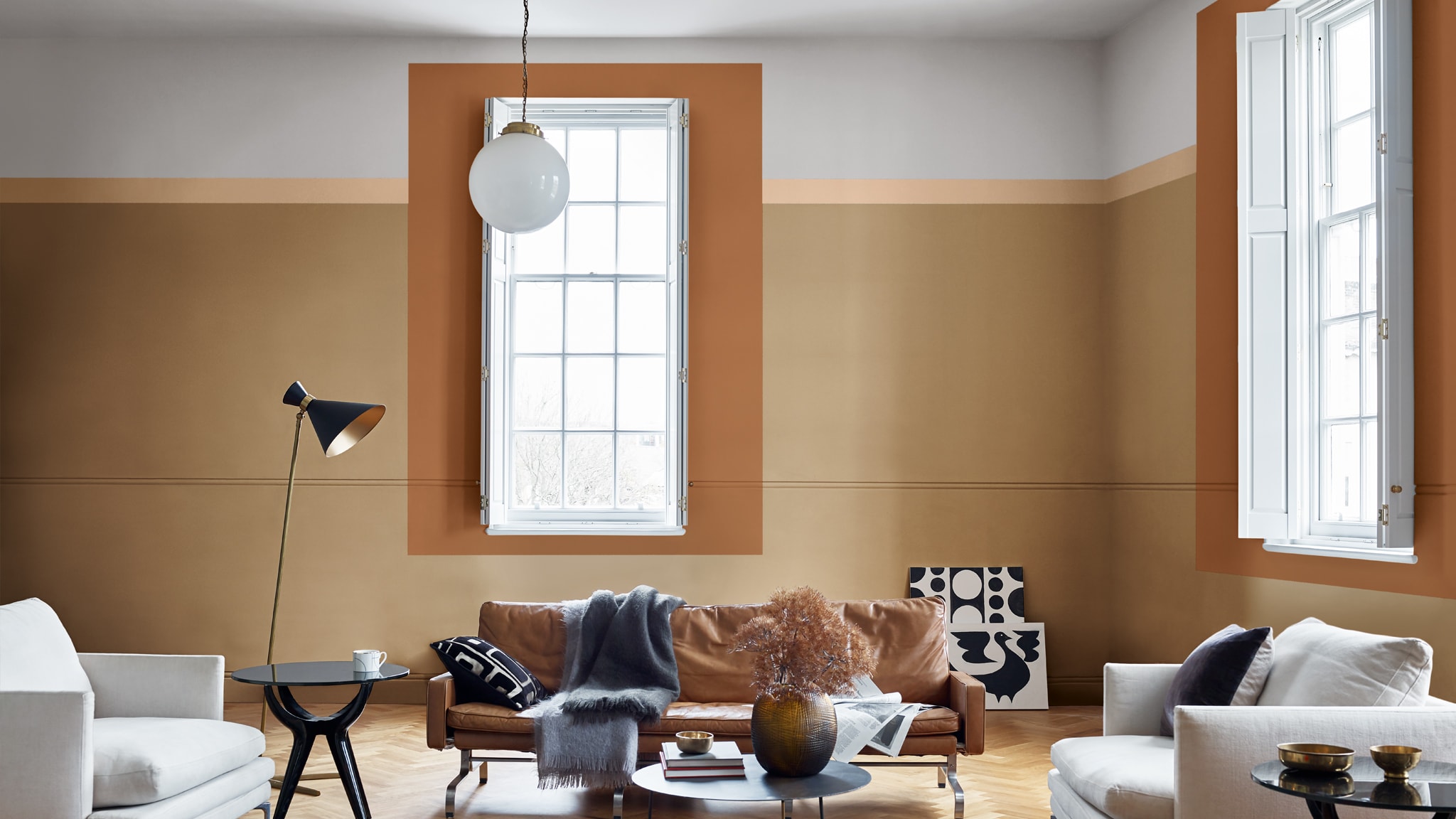 En beroligende stue med Spiced Honey Nordsjo-Colour-Futures-arets-farge-2019-Et-sted-a-tenke-Stue-Inspirasjon-Norge-21