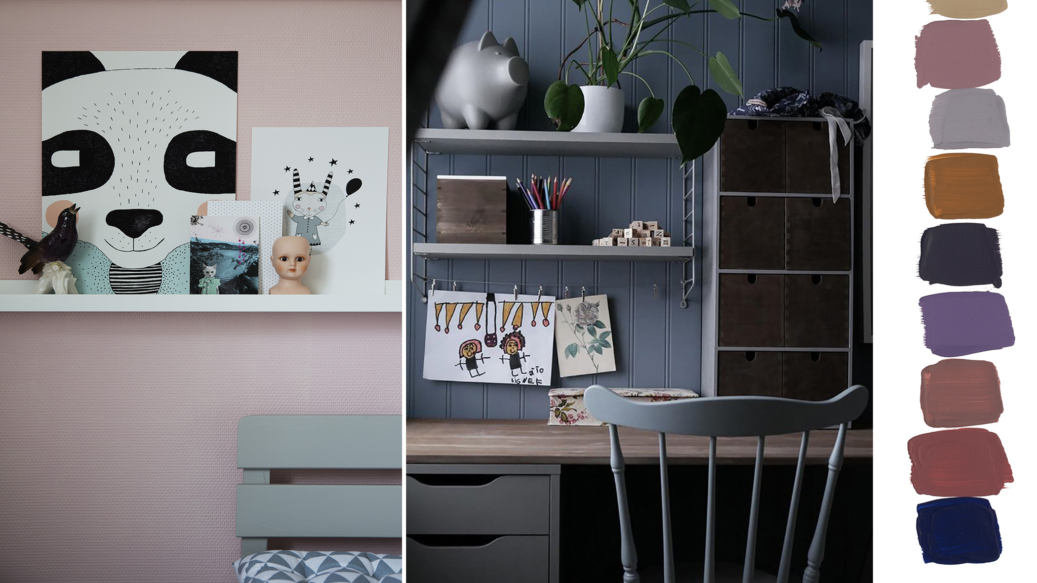 Barneromsfarger i rosa og blått Barneromsfarger i rosa og blått