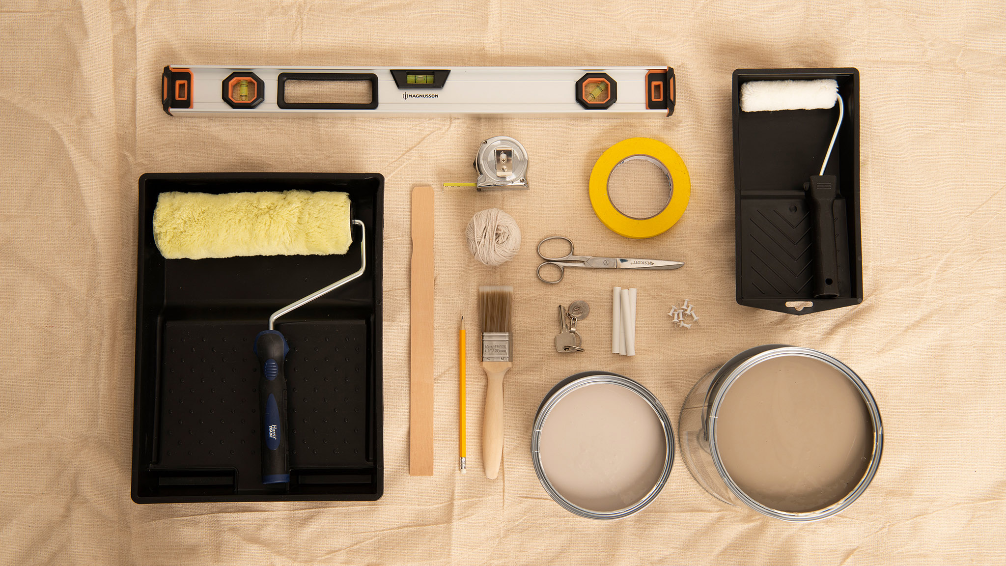 Malingsutstyr, inkludert ruller og maling Nordsjo_CF21_how-to_arch_tools_Global_2
