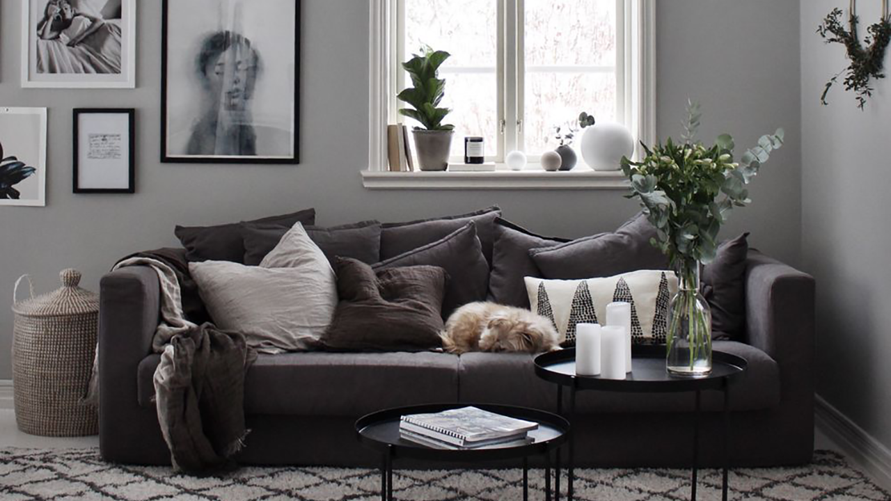 Beige farge på stueveggen Beige farge er malt i stuen